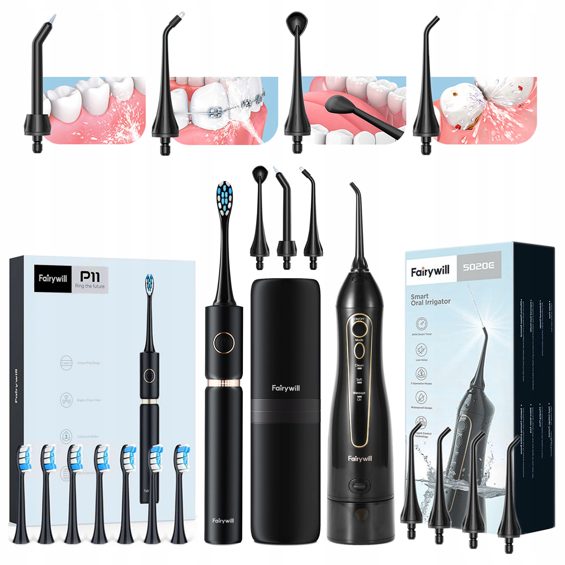Sonická zubná kefka Fairywill P11 PRO + irigátor